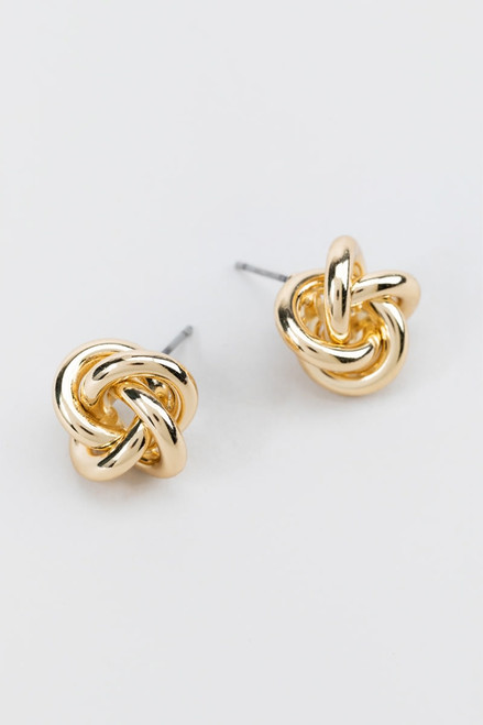 Paris Metal Knot Stud Earrings