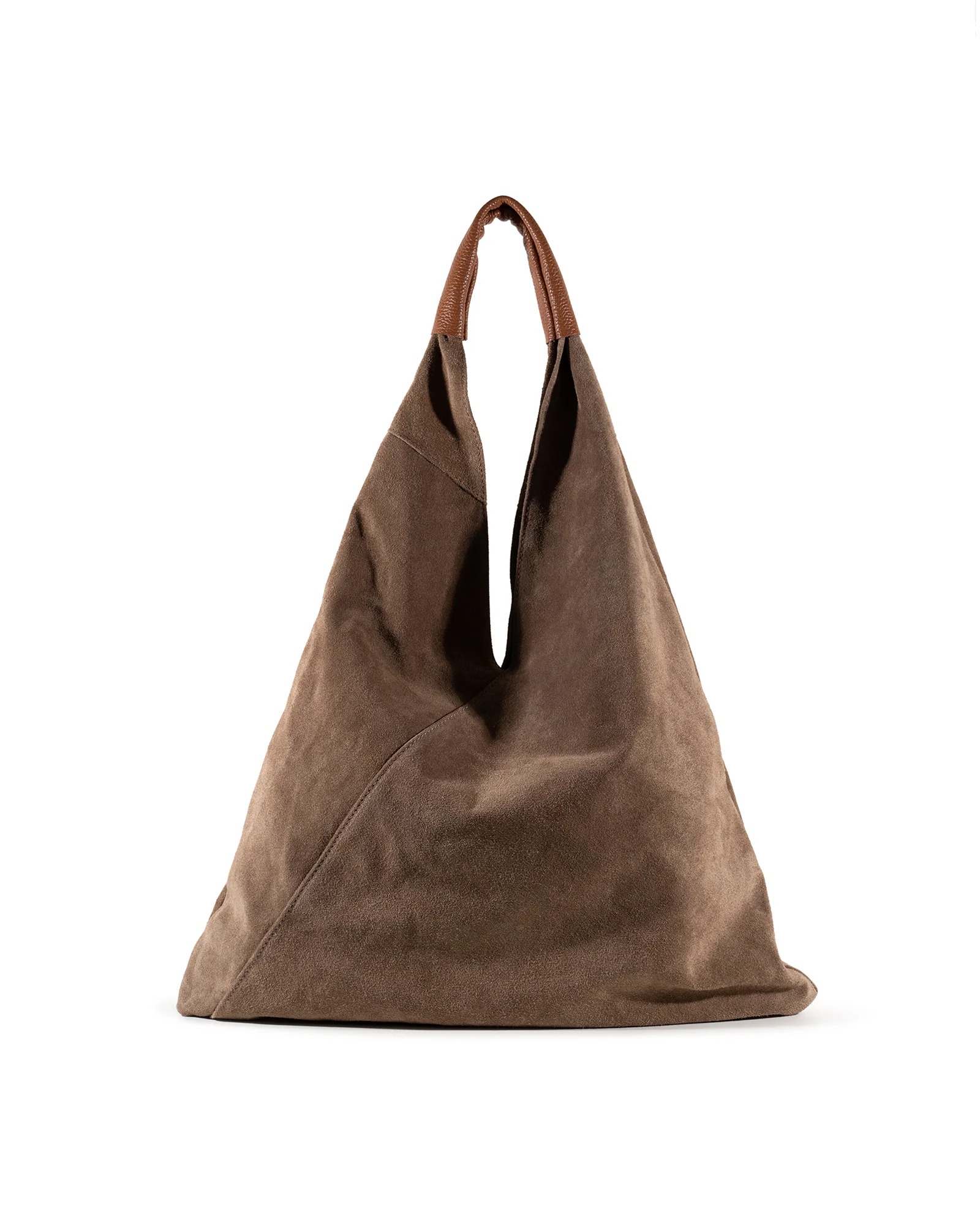 Final inventoryPositano Taupe Suede Triangle Tote Bag