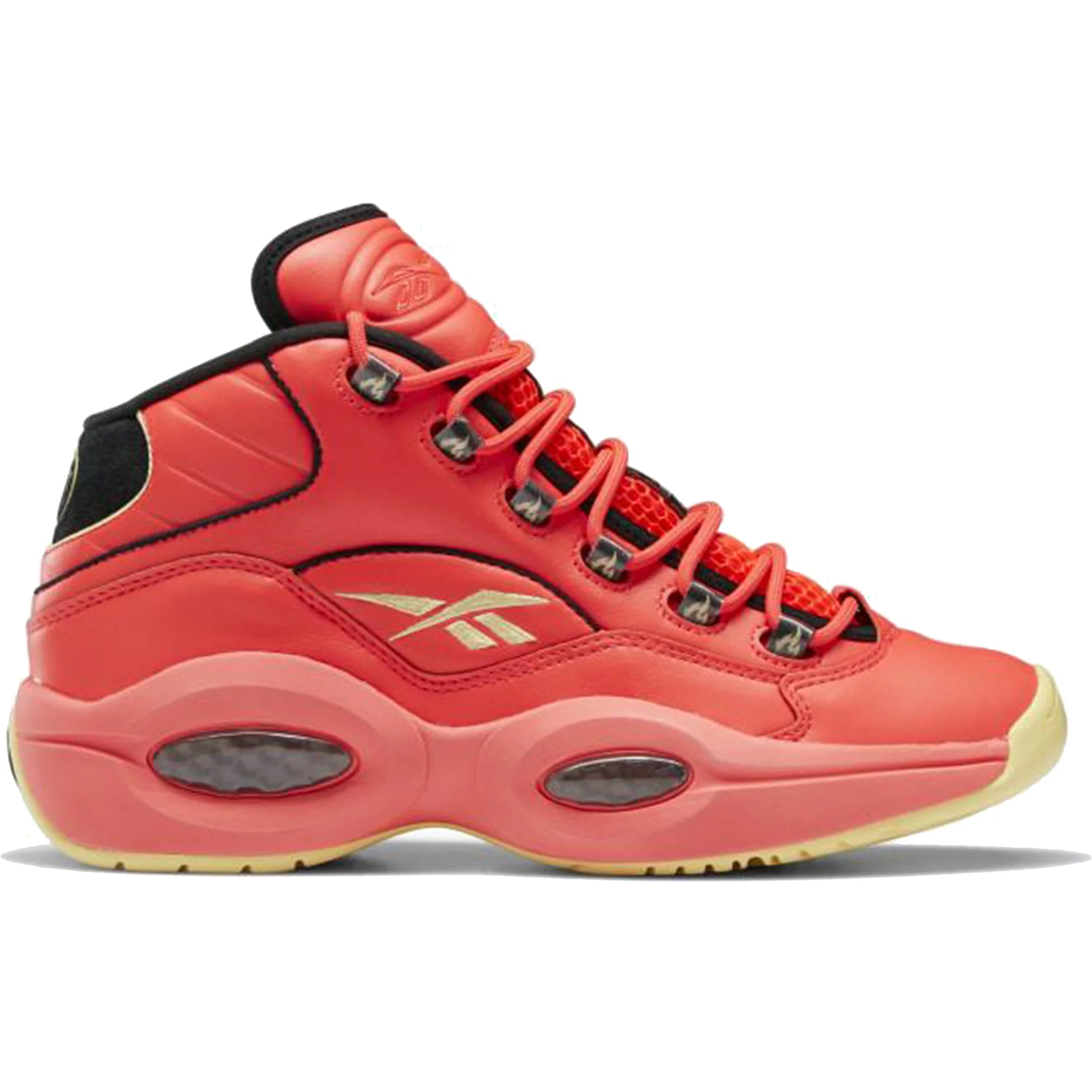 Final inventoryReebok Men's Hot Ones Question Mid Shoes - Neon Cherry Orange / Black / Yellow