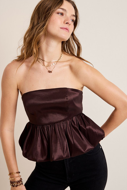Jen Strapless Bubble Hem Top