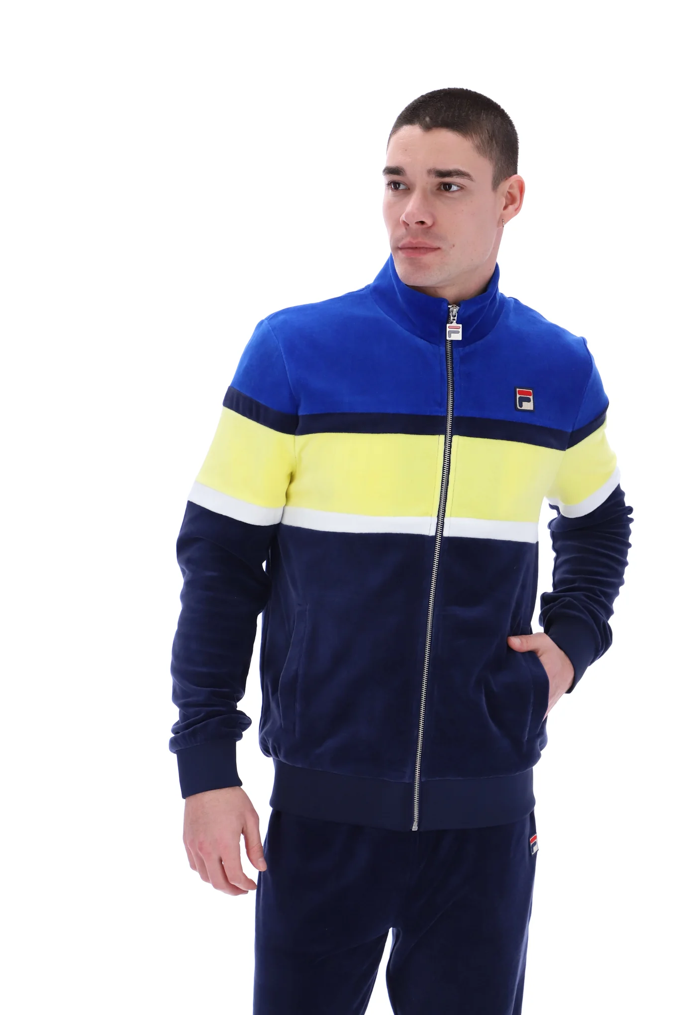 Fila Decker Colour Blocked Velour Track Top