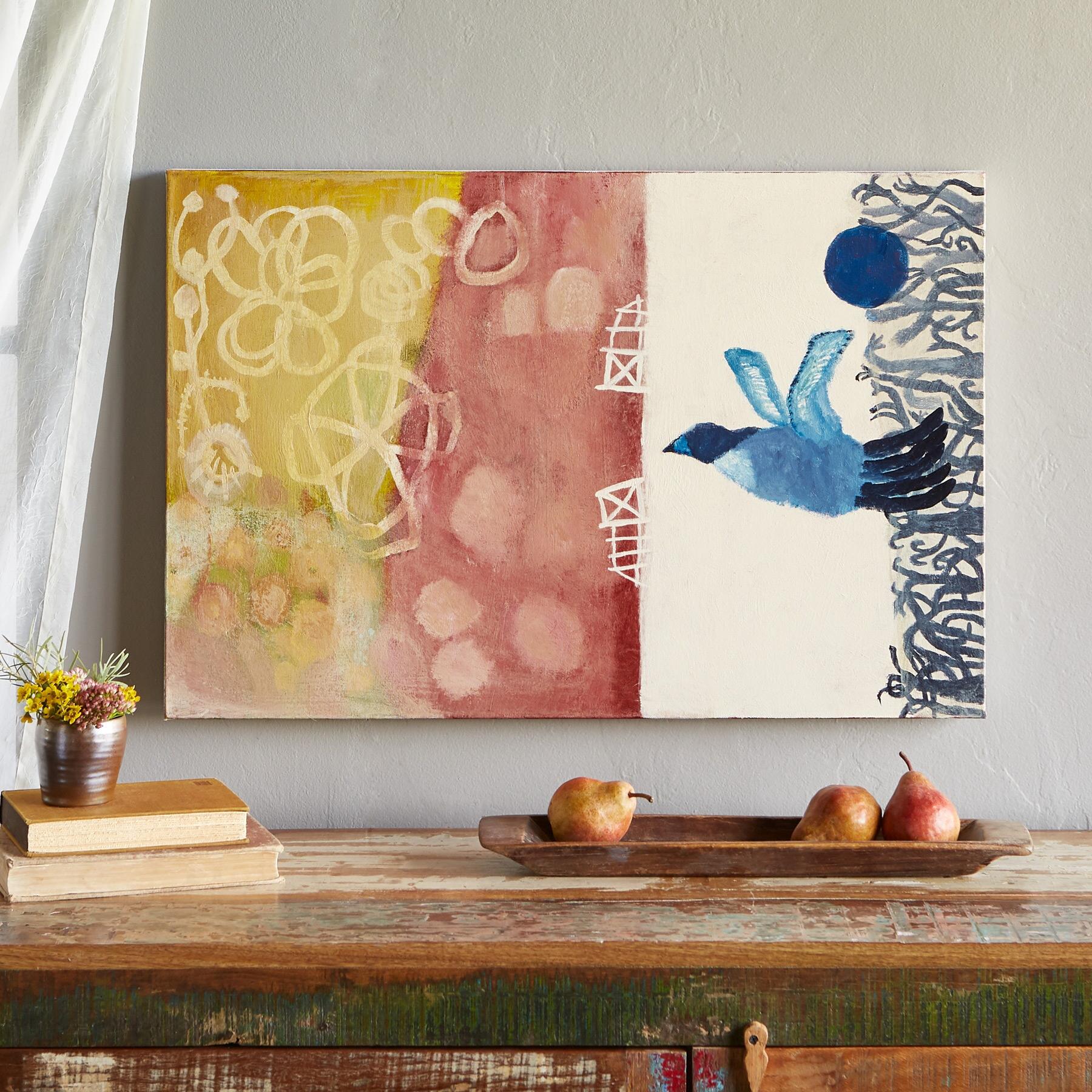 Bluebird Into The Garden Painting