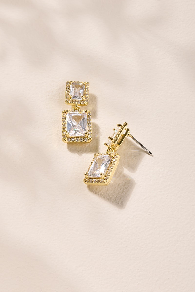 Jackie CZ Halo Drop Earrings