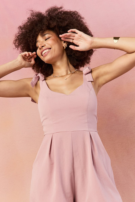 Mariana Tie Strap Linen Romper