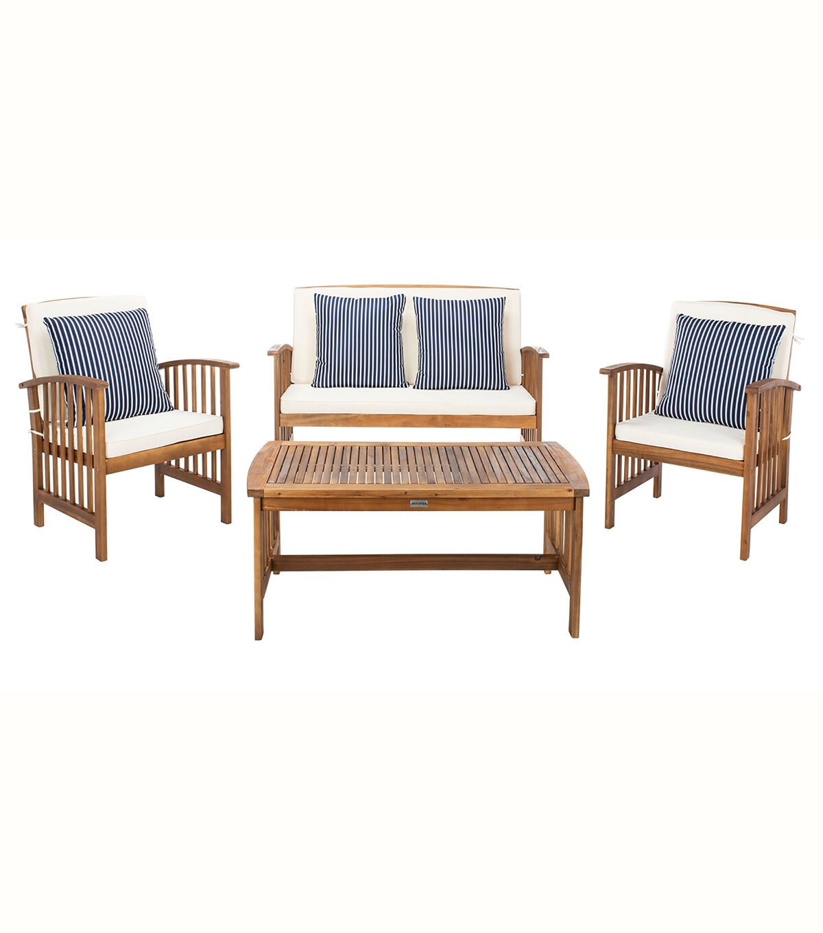 Safavieh 4pc Rocklin Navy & White Outdoor Furniture Set