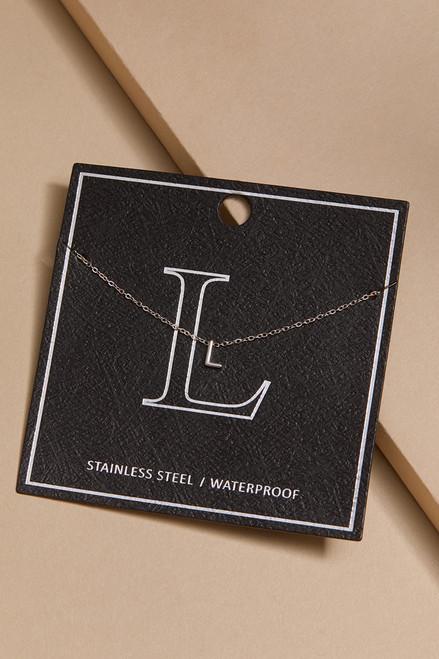 L Stainless Steel Mini Initial Necklace