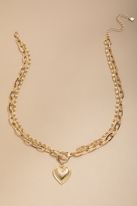 Robyn Gold Heart Pendant Necklace