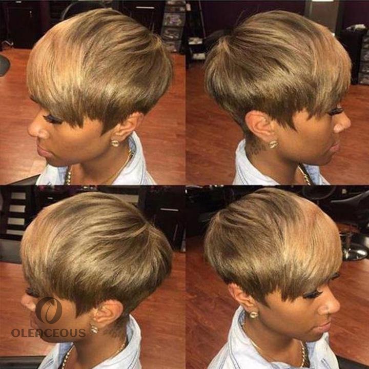 -Affordable Short Straight Layered Wig with Bangs for Women
