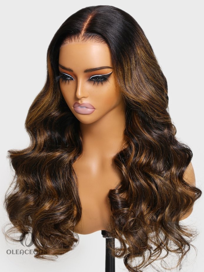 Glueless Lace Balayage Highlight Body Wave Wig No Burden