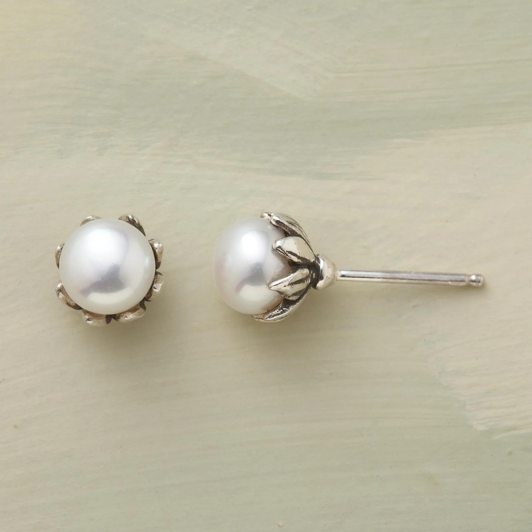 Pearls In Bud Earrings