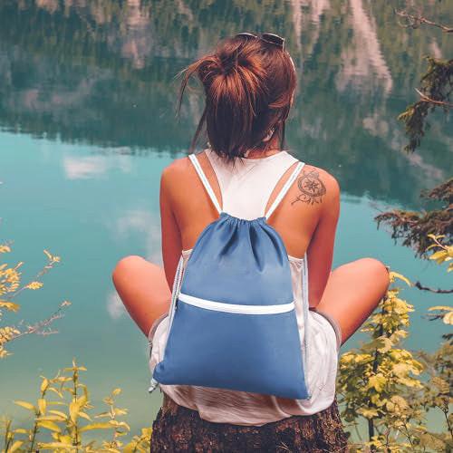 Only-bags.store Rucksack mit Kordelzug Turnbeutel Turnbeutel mit Außentasche Verstellbarer Kordelzug Turnbeutel mit Innentasche für Sport und Reisen