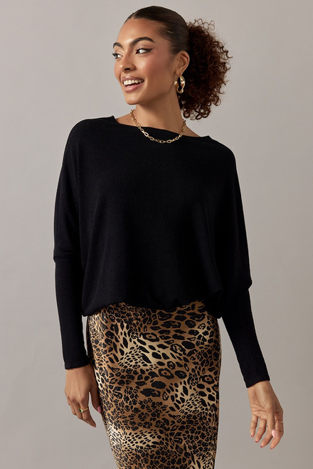 Josie Long Sleeve Dolman Top Black