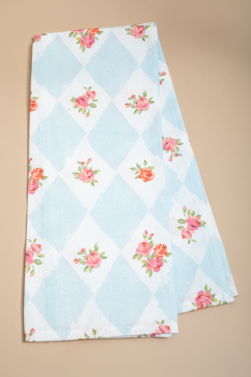 Harlequin Rose Print Tea Towel