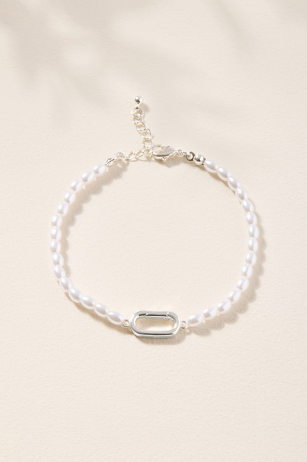 Pearl Cluster Charm Bracelet Base Silver