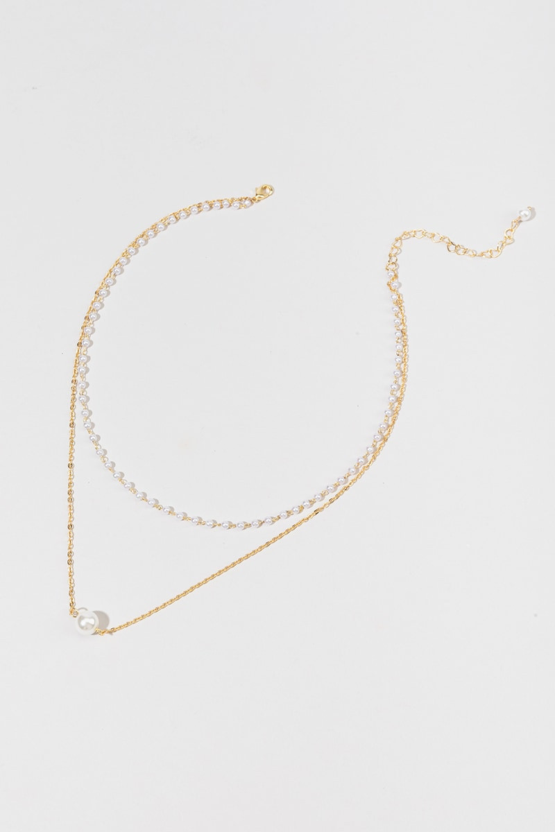 Lainey Layered Pearl Station Necklace