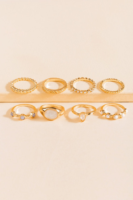 Adeline Crackle Crystal Ring Set