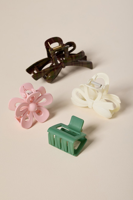 Anna Flower and Bows Hair Claw Set