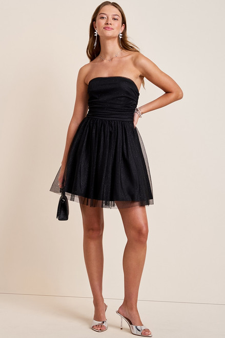 Dora Strapless Glitter Mini Dress