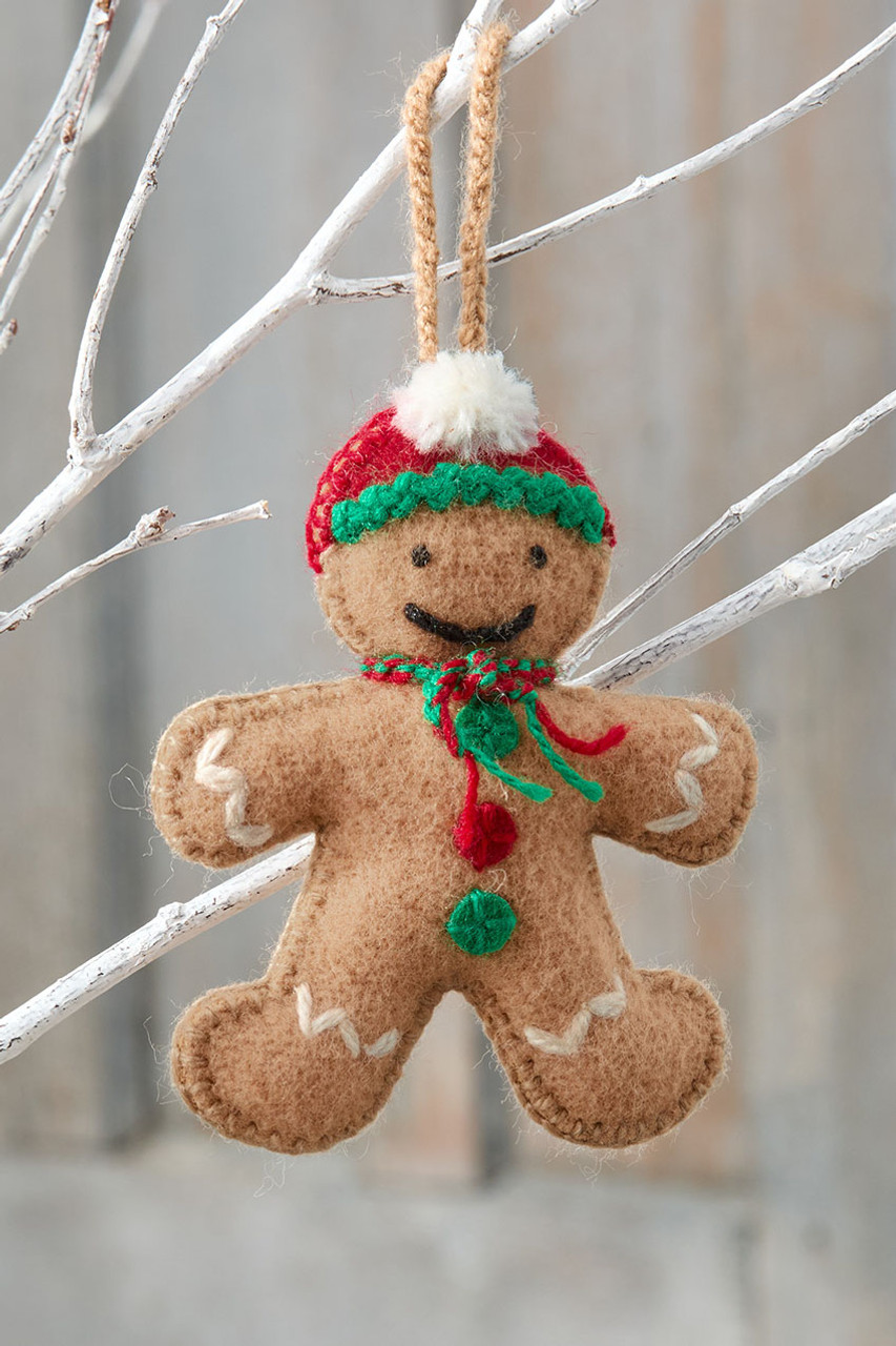 Embroidered Wool Gingerbread Ornament