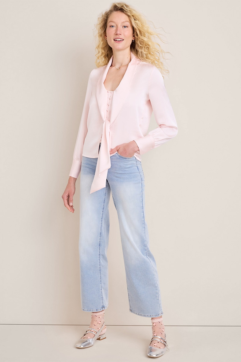 Greta Satin Tie Neck Blouse