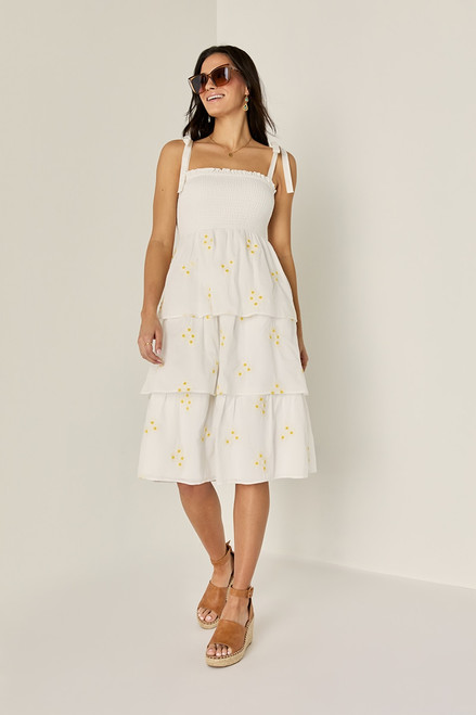 Britney Daisy Tiered Midi Dress