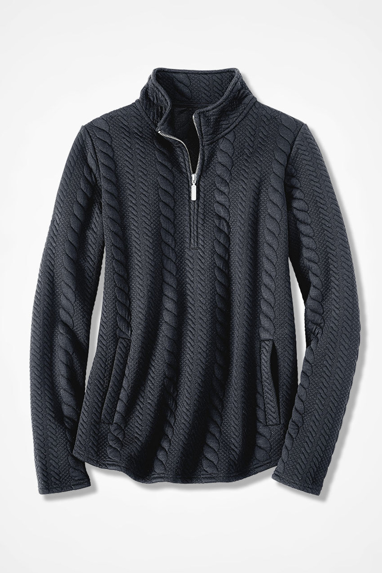 Cabled Quarter-Zip Sweatshirt
