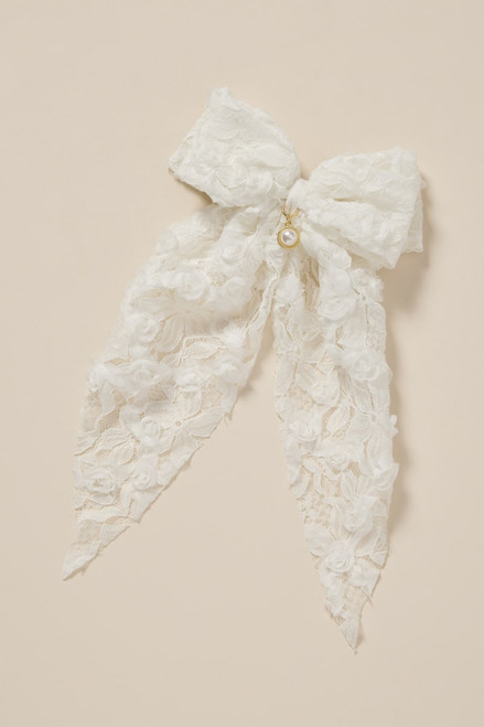 Mary Lace Bow Hair Barrette