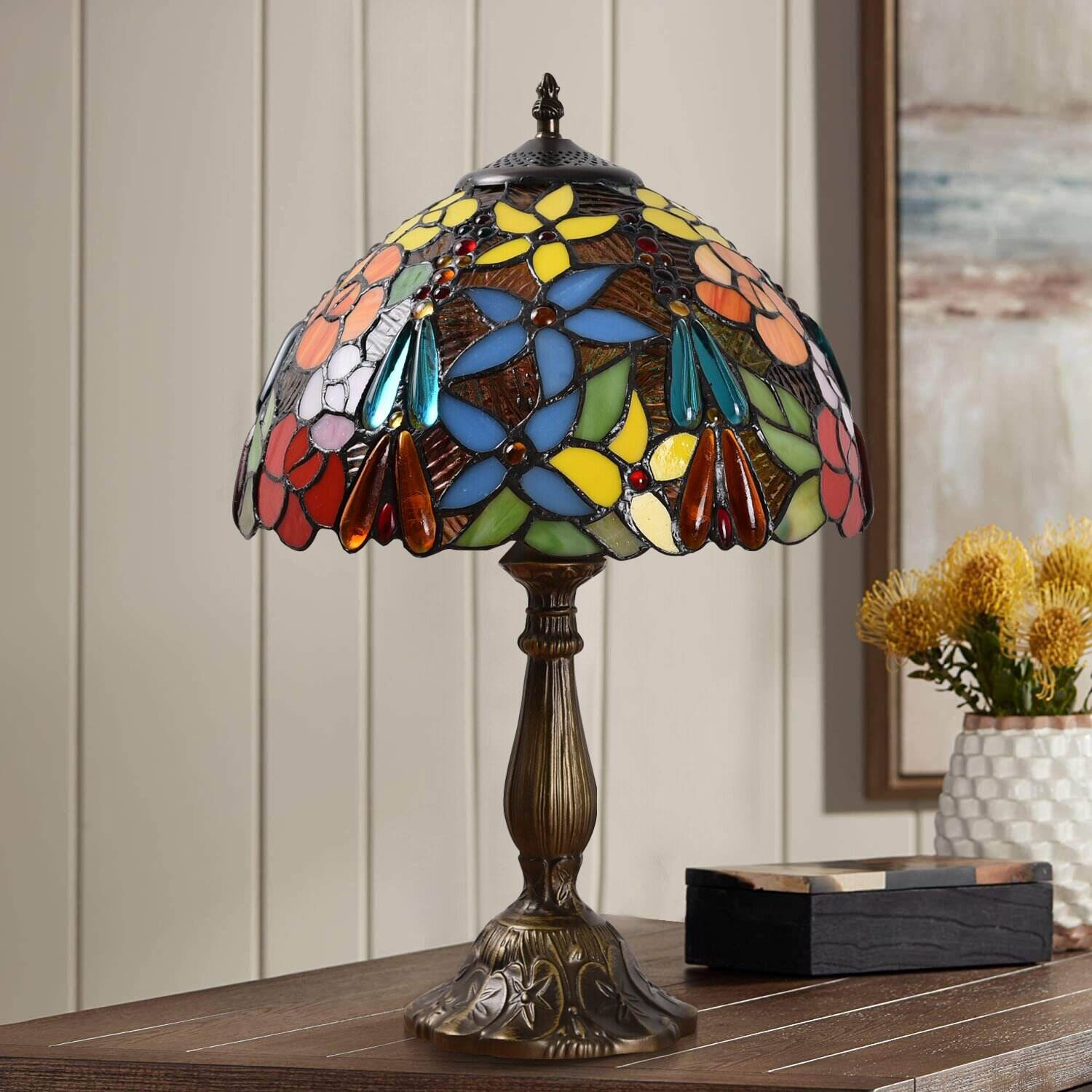 Tiffany Lamp For Living Room ,Table Top Stained Glass Bedside Table Lamp For Bedroom