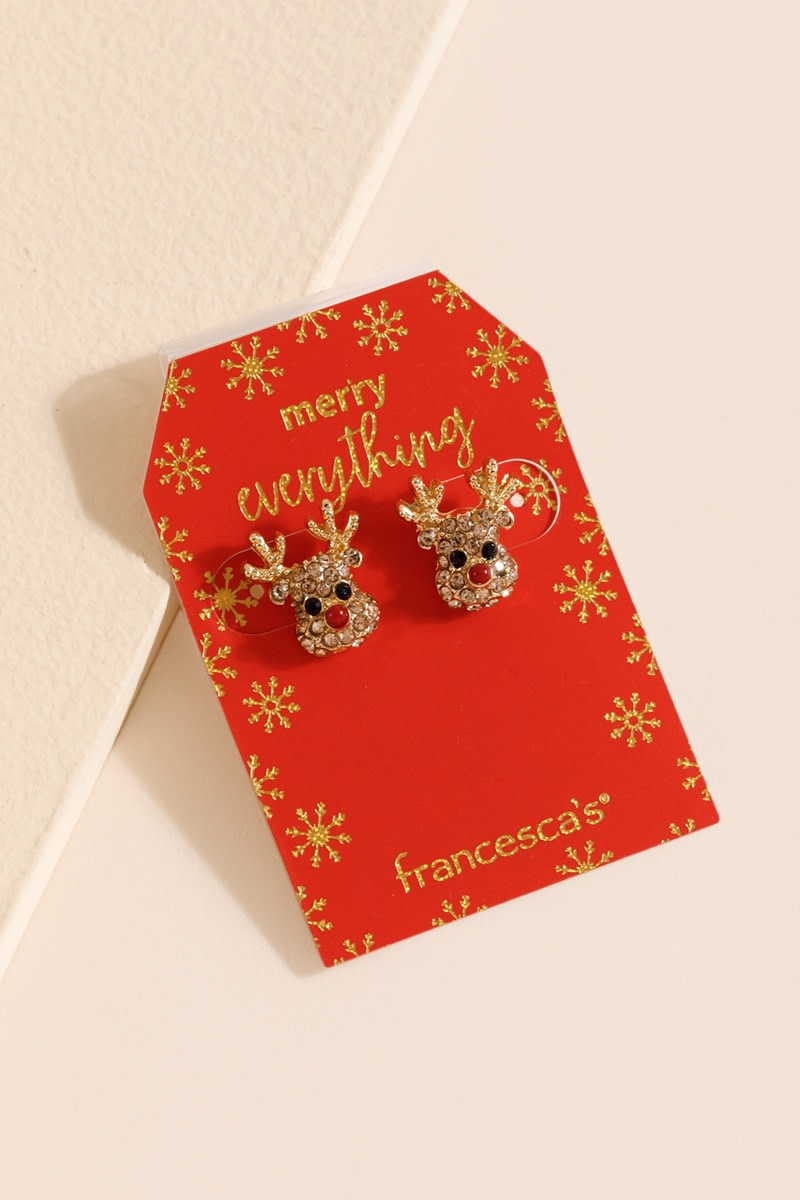 Merry Everything Pav&eacute; Reindeer Statement Studs