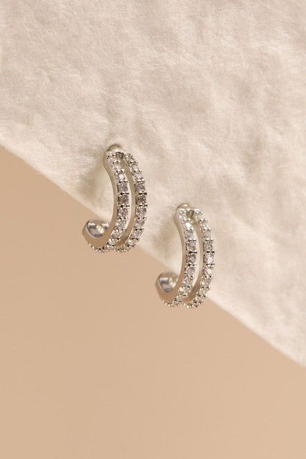 Alyson Double Pave Mini Huggie Hoop Earrings