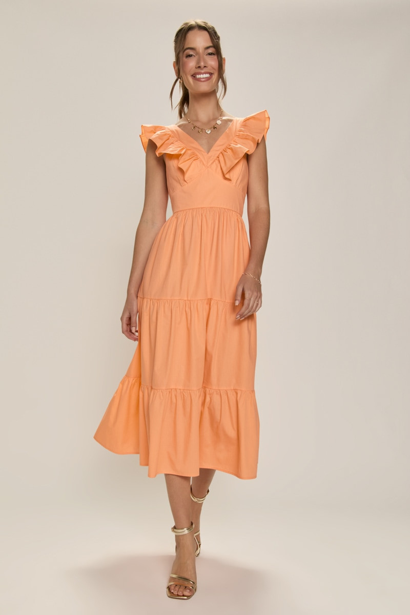 Eva Flutter Sleeve Midi Dress