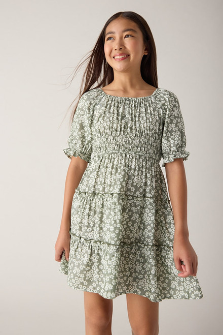 Hello Franki Juliet Waist Tiered Skirt Dress for Girls