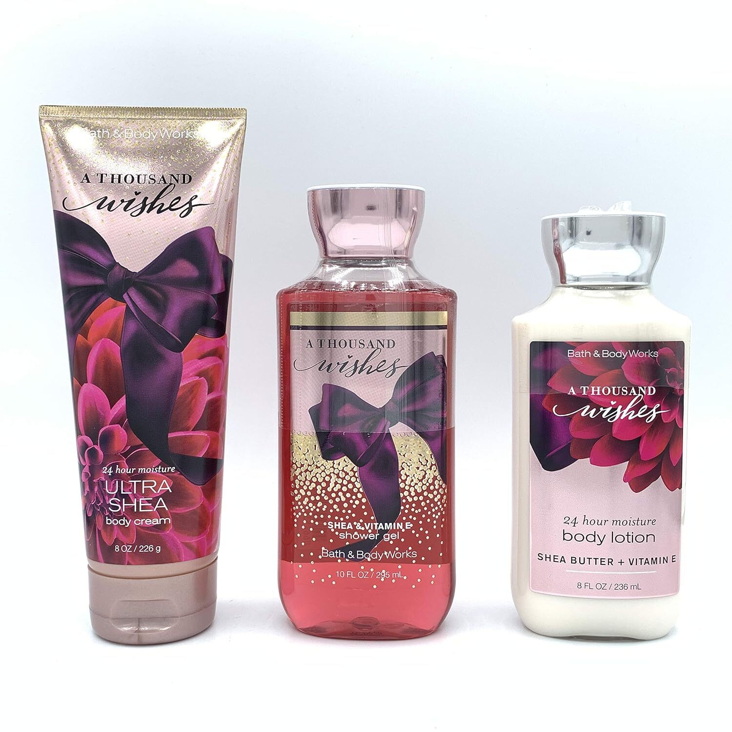 A Thousand Wishes - 3 Piece Bath & Body Works Gift Set - A Thousand Wishes Lotion + A Thousand Wishes Ultra Shea Triple Moisture Cream + A Thousand Wishes Shower Gel