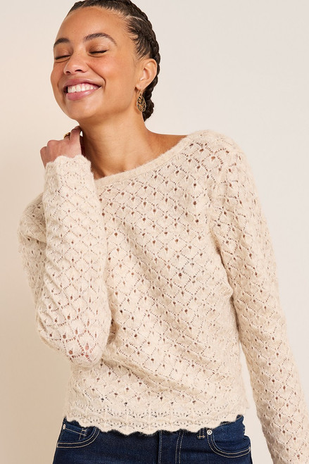 Ashley Twist-Back Pointelle Sweater
