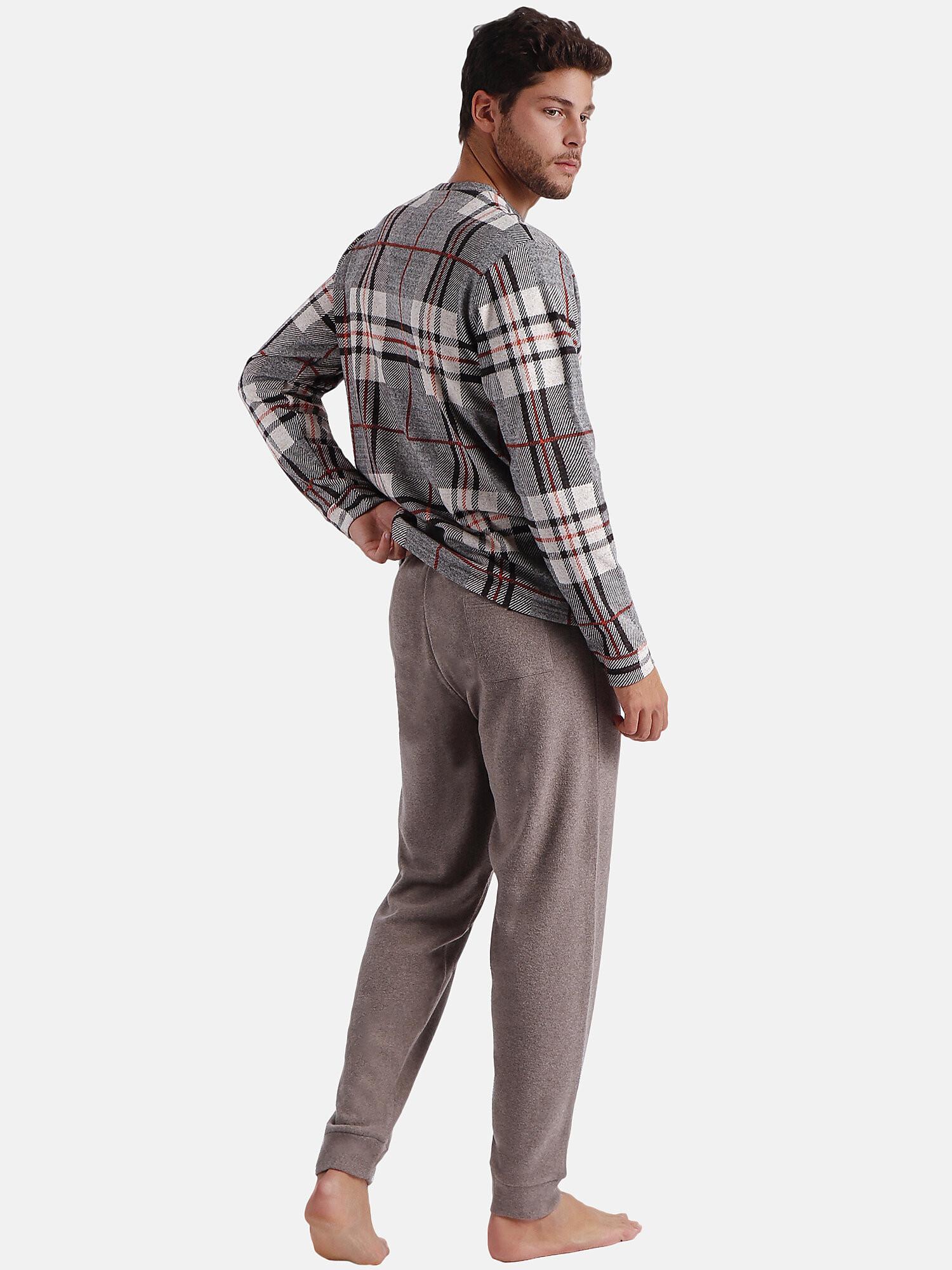 Admas Pyjama Hausanzug Hose und Oberteil mit langen Ärmeln Tartan