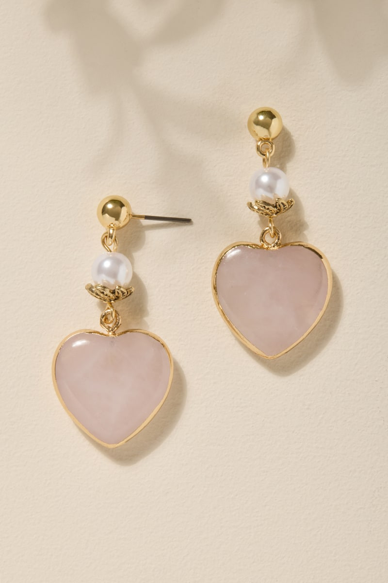 Mable Pearl and Heart Drop Earrings