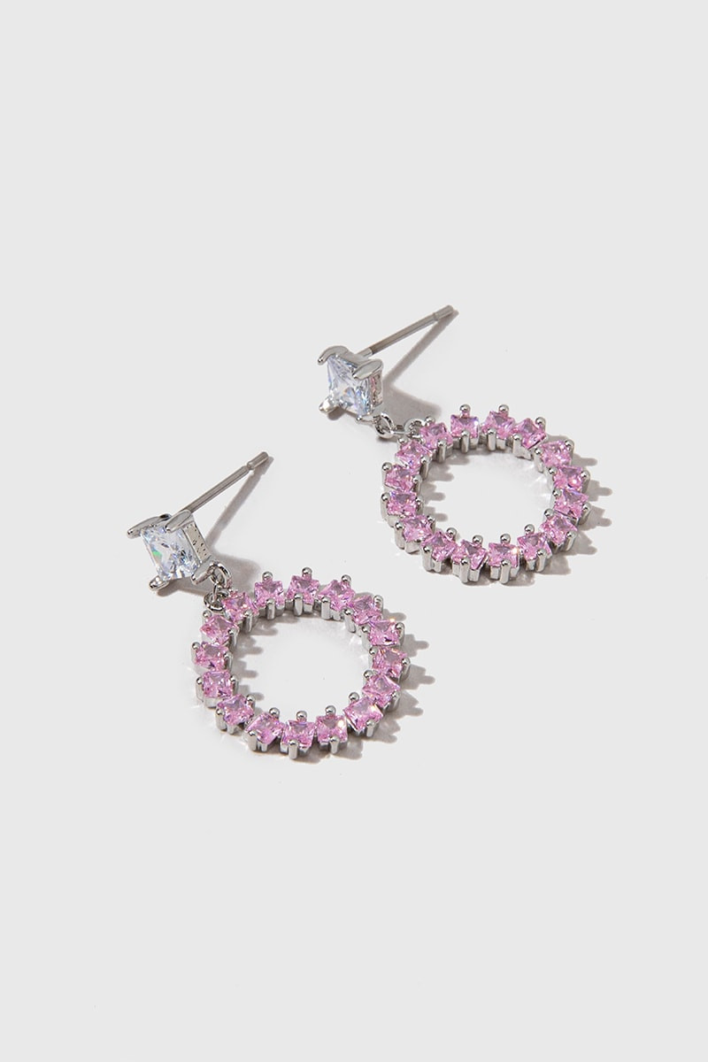 Sally Open Crystal Cluster Circle Drop Earrings