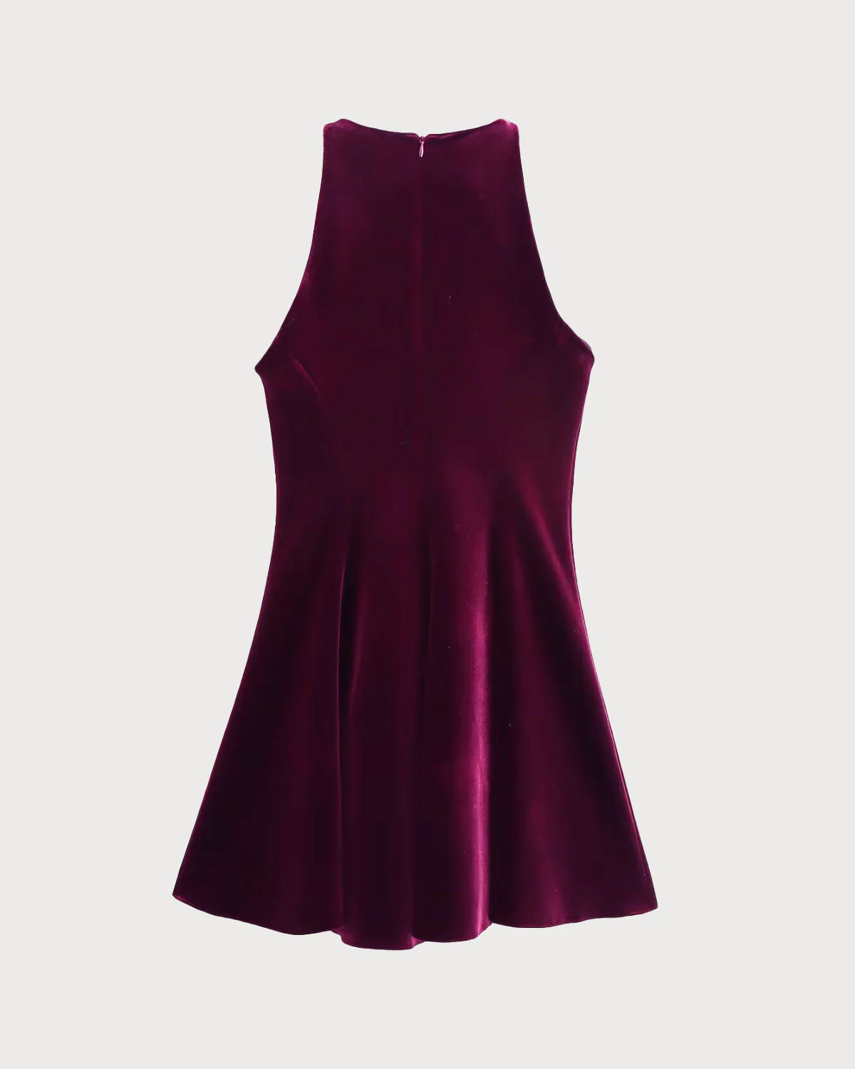Wine Red Velour Sleeveless Mini Dress