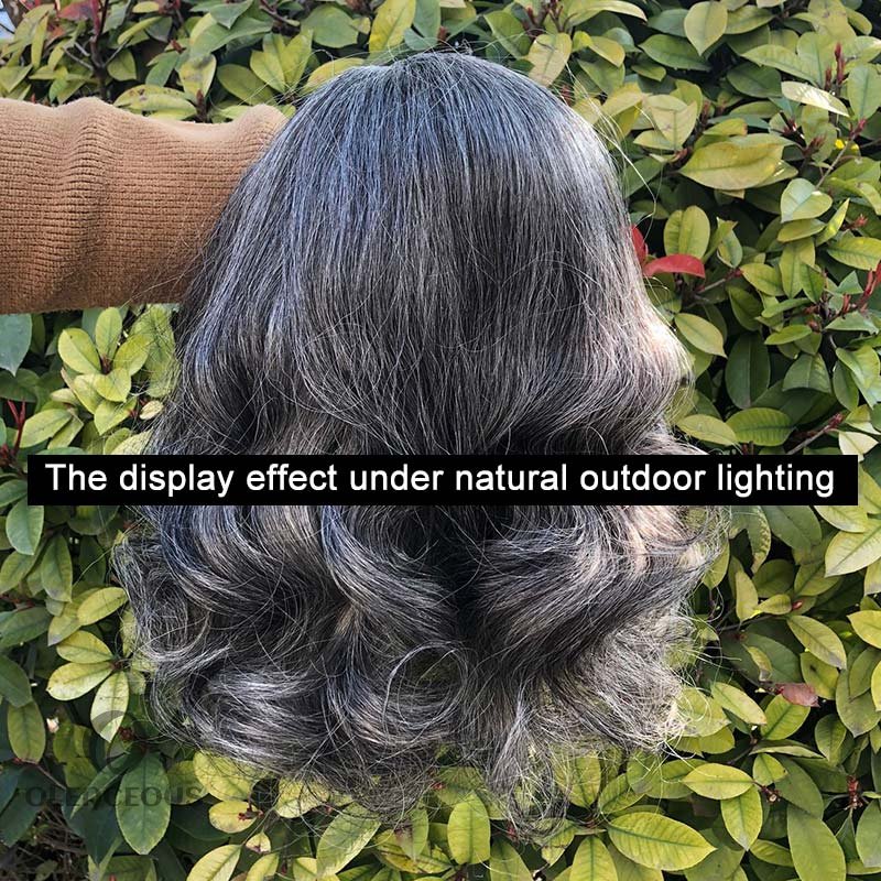 Elegant Grace: Shoulder-Length Salt and Pepper Wig for Seniors