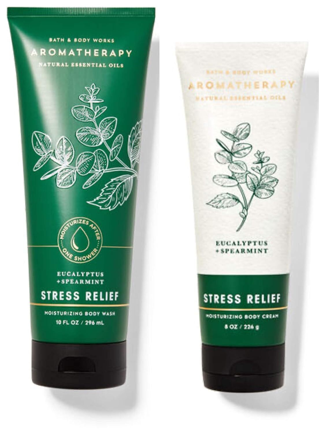 Bath & Body Works Aromatherapy Eucalyptus Spearmint Gift Set - Body Cream and Moisturizing Body Wash - Full Size
