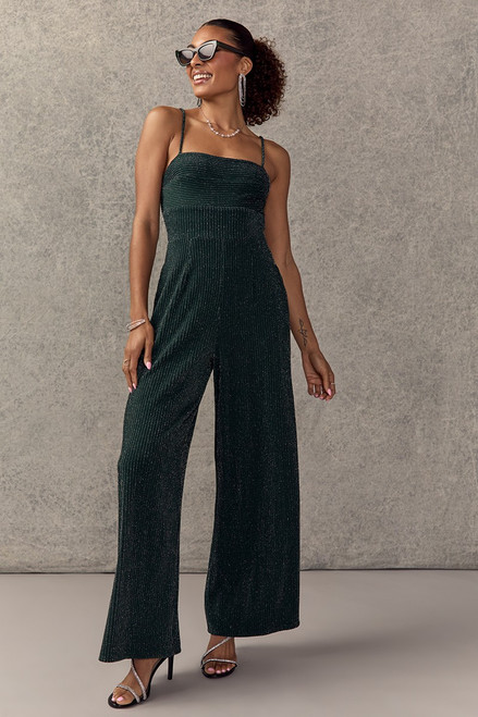 Dee Square Neck Glitter Jumpsuit