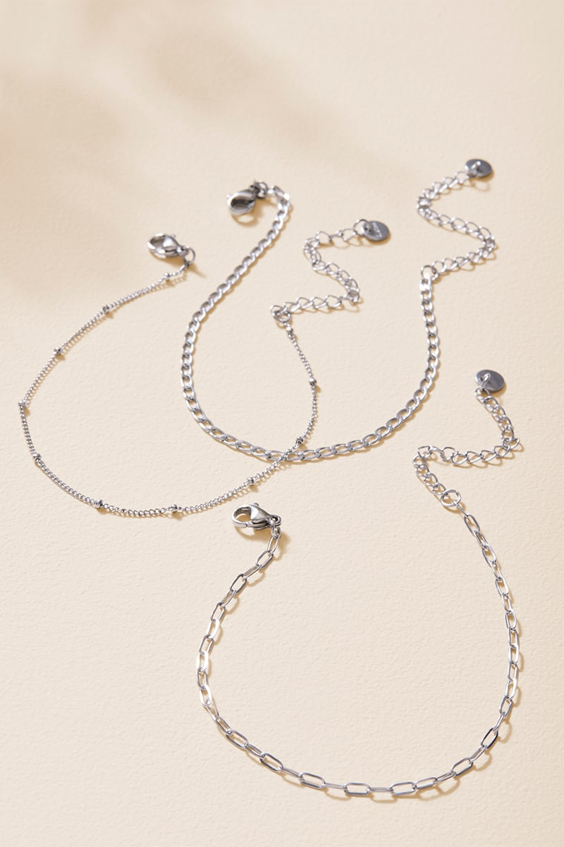 Jana Stainless Steel Silver Chain Bracelet Set