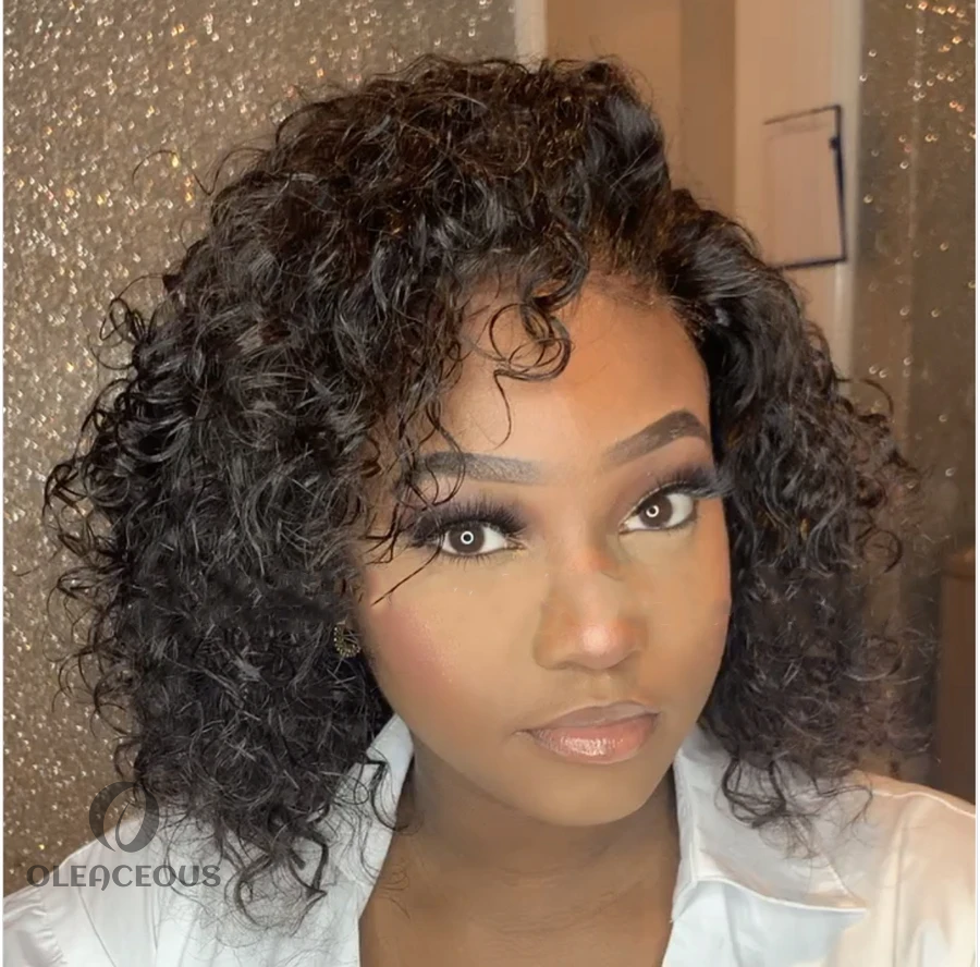 -New Short Curly Black Bob Wig