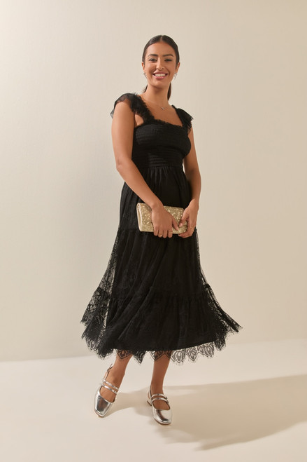 Sandra Lace Tulle Midi Dress