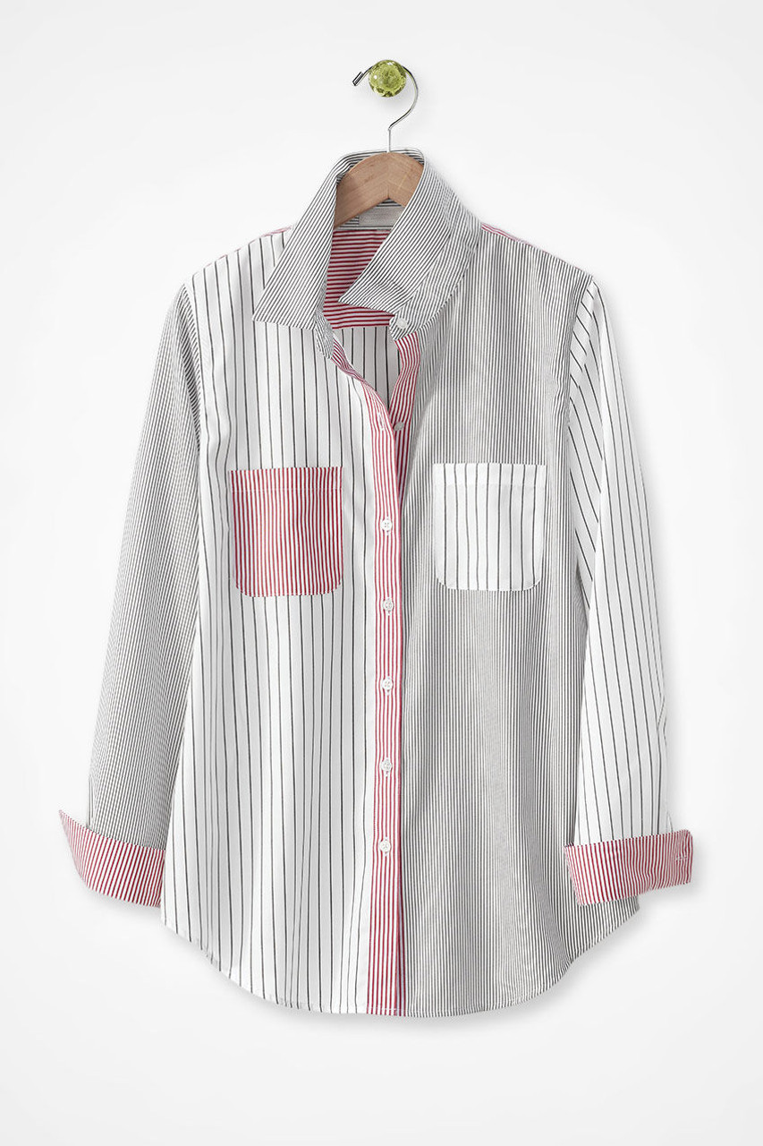 Mixed Stripe No-Iron Long-Sleeve Shirt