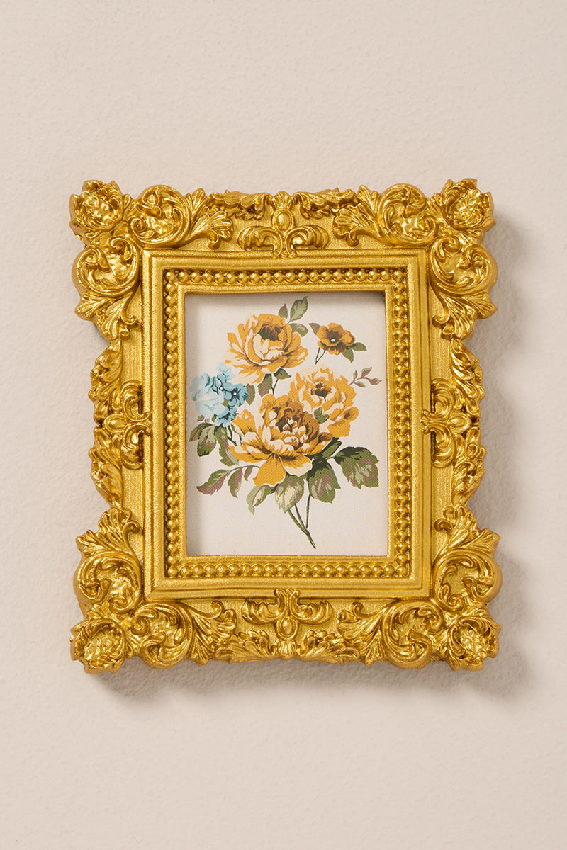 Golden Flowers Square Mini Frame Magnet