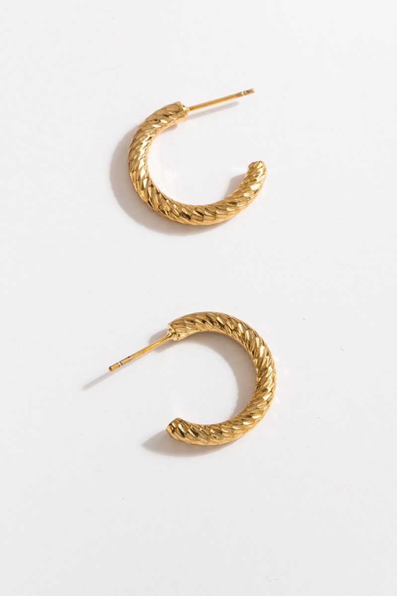 Heather Knife Cut Textured Huggie Hoop Earrings