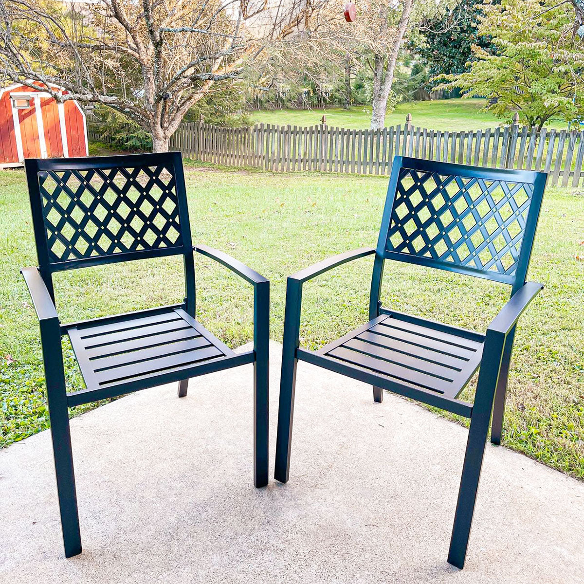 Patio Outdoor Dining Chairs Garden Backyard Chairs - Set of 2