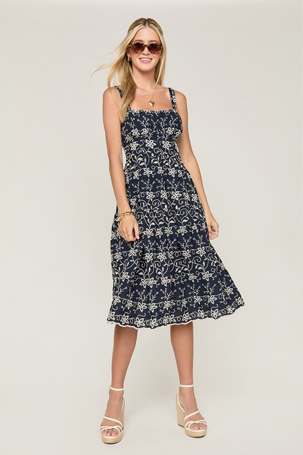 Sue Embroidered Floral Midi Dress