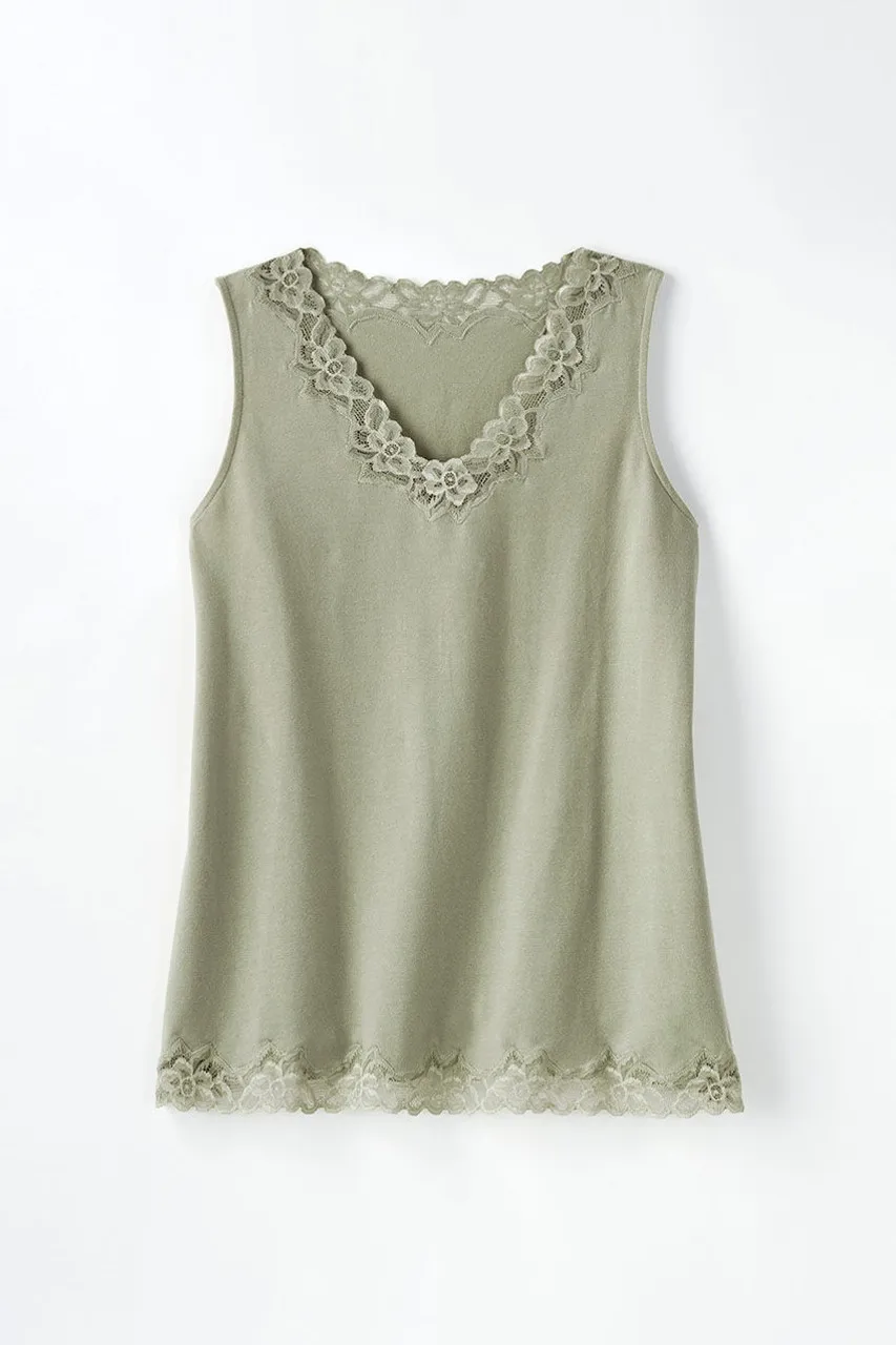 Longer Length Double Lace Tank